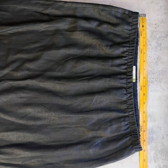 Chalet Skirt Womens Large Black 100% Linen Ruffle Midi Lagenlook Minimalist - Picture 8 of 9